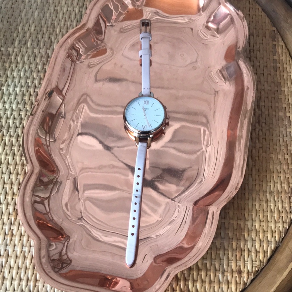 Fossil rose gold pink leather band watch